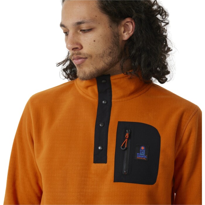 2024 Rip Curl Mens Search Polar Fleece Crew 05QMFL - Orange Amber